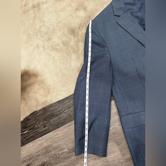 Izod Sports Coat Men's 44R Blue Lined Houndstooth 2 Button Blazer Suit Jacket - Picture 7 of 10